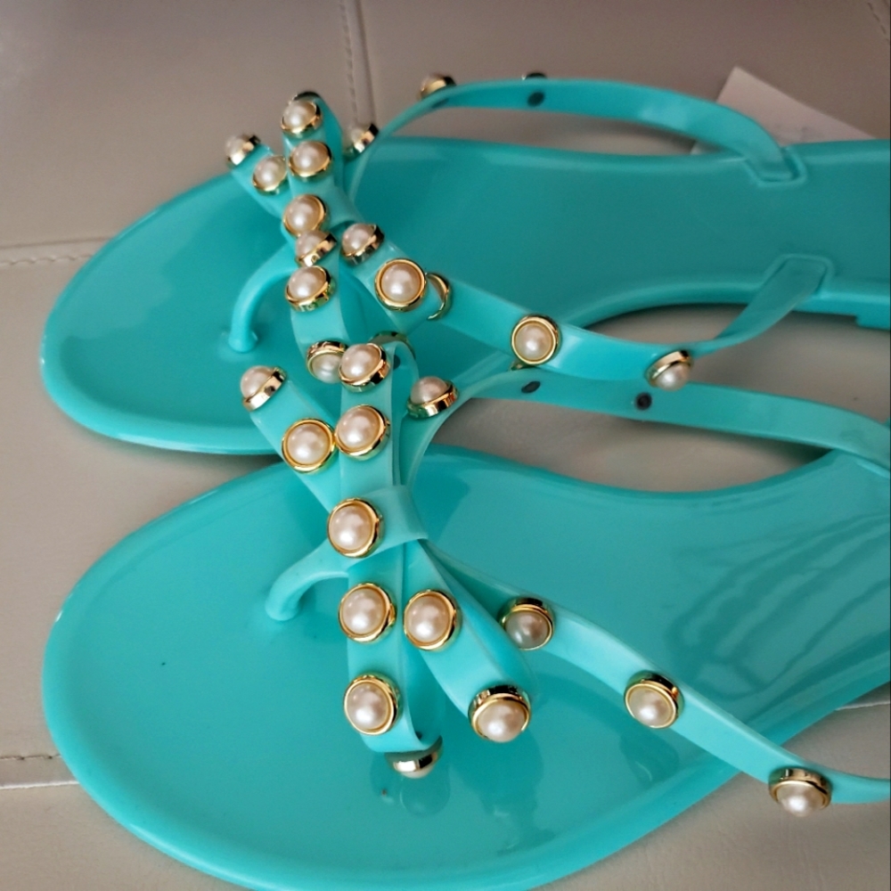 Aqua blue thong sandals